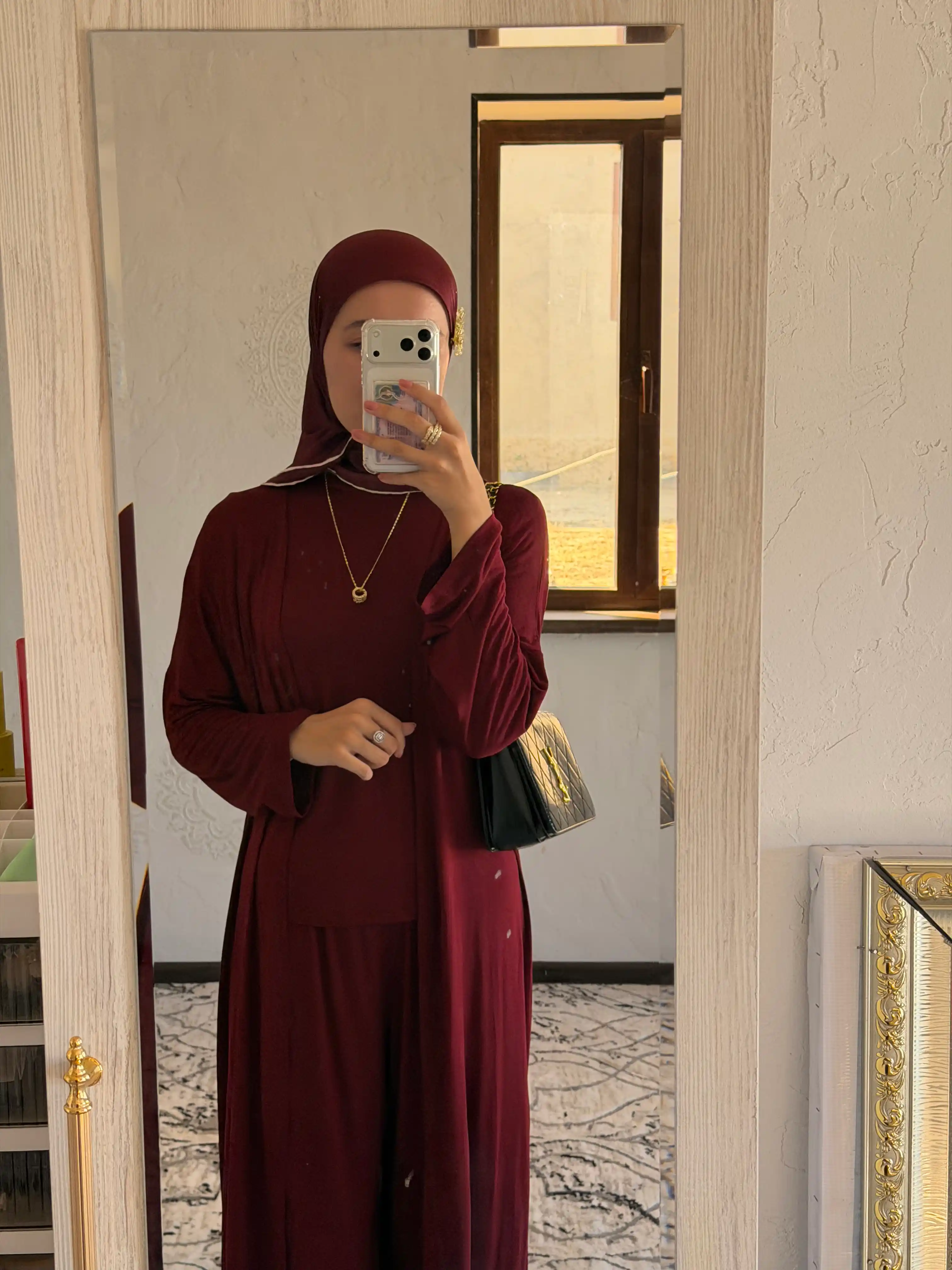 Ayollar abaya troyka to'plami: abaya, shim, futbolka, sifatli XB-layka mato, 3 tasi 1 da
