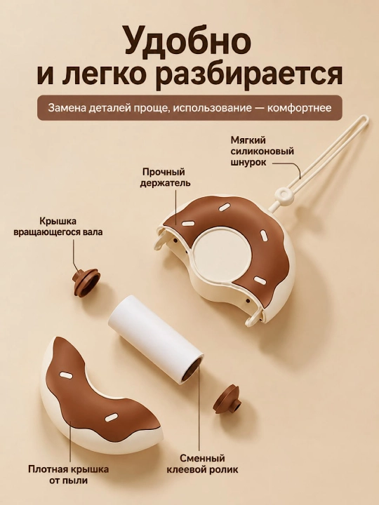Портативный ролик для чистки одежды и волос с липкой лентой, многоразовый, компактный - 