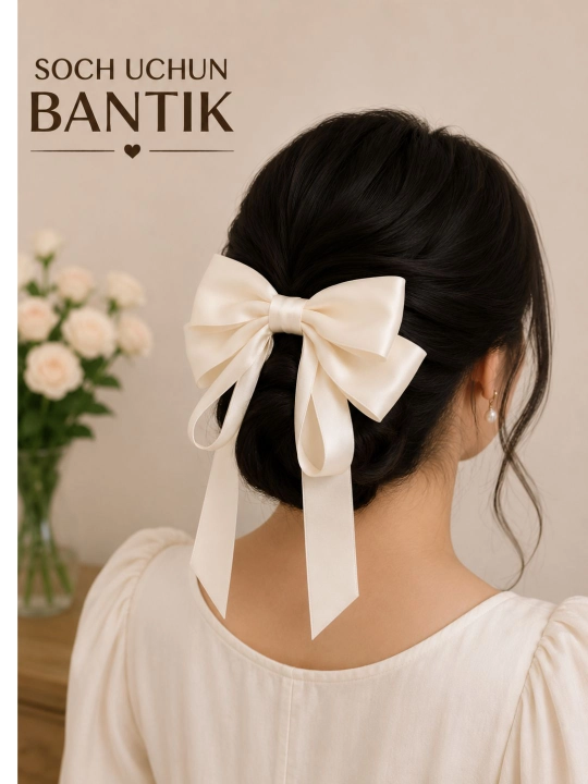 Bantik, atlas bantiklar, zakolka soch uchun qisqich, soch toʻgʻnagʻich - 