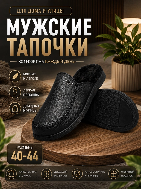 Erkaklar shippagi, eko charm, uyda va ko‘chada kiyish uchun