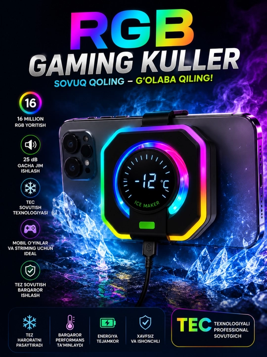 HK-5 Pro, MagSafe bilan pubg o‘ynaydigan geymerlar uchun telefon va planshetlar uchun sovutgich