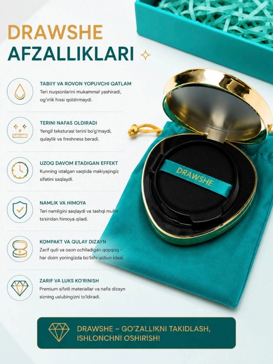 Kushon tonal krem yuz uchun namlantiruvchi Brilliant krem, 4 tasi 1 da, 13 g