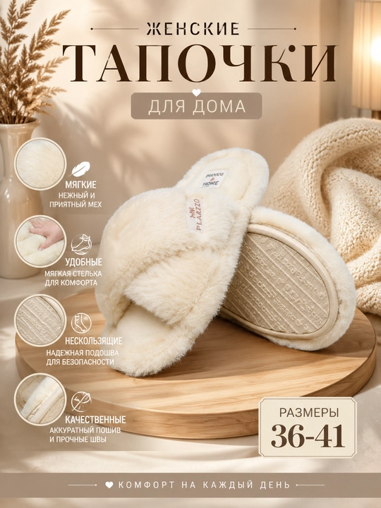 Женские тапочки PLAAZZO - 