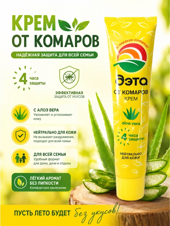 Chivinlarga qarshi "Deta" kremi аloe vera, 45 ml - 