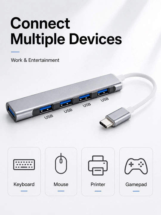 USB HUB Type-C razvetvitel 4 portli USB 3.0 adapter noutbuk va MacBook uchun (C-809)