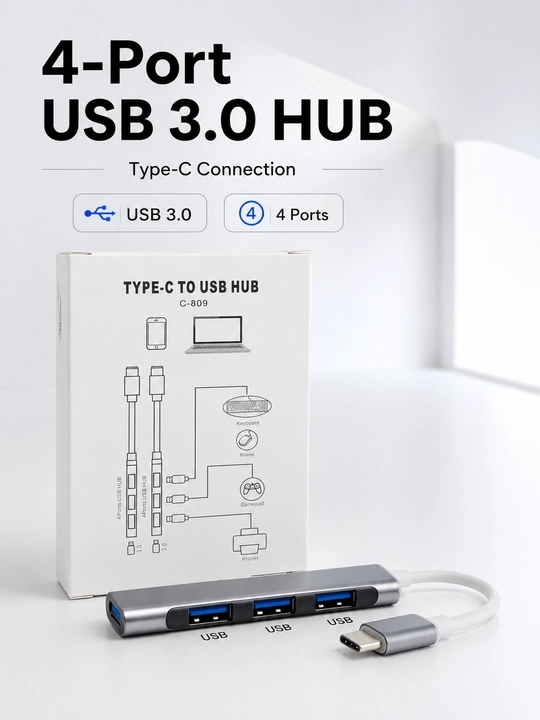 USB HUB Type-C razvetvitel 4 portli USB 3.0 adapter noutbuk va MacBook uchun (C-809)