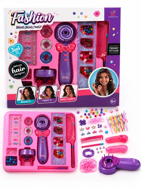Fashion Hair Braider 3 in 1 – Soch o‘rish va munchoq taqish to‘plami - 