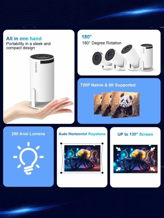 Смарт проектор HY300 PRO для домашнего кинотеатра Smart, портативный, Wi-Fi, Android