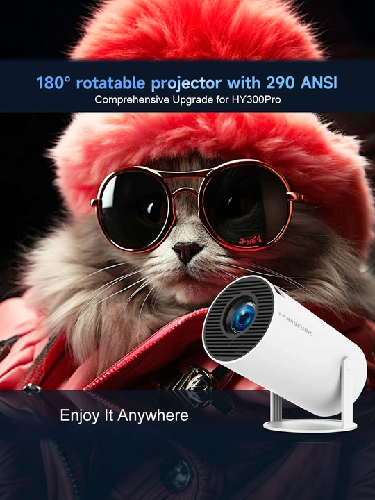 Смарт проектор HY300 PRO для домашнего кинотеатра Smart, портативный, Wi-Fi, Android