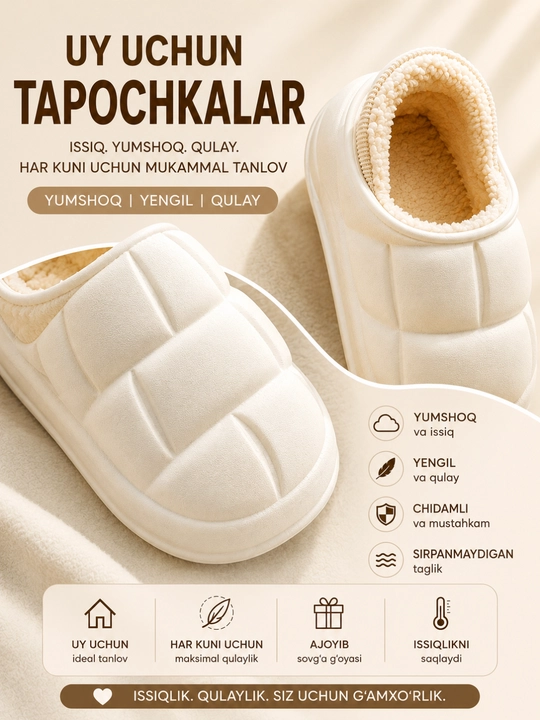 Теплые домашние тапочки женские, мягкие, зимние, размер 36–37