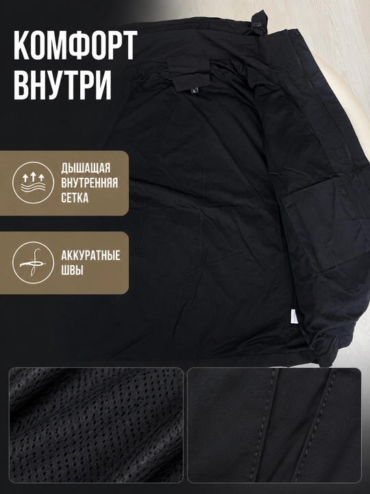 Erkaklar demimavsumiy kurtkasi, kapyushonli vetrovka, katta o‘lcham M–3XL