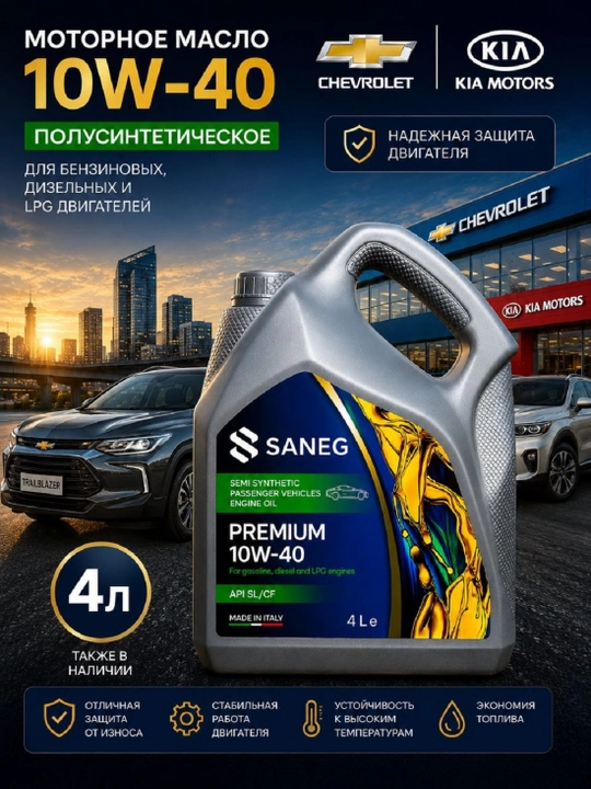 SANEG Premium 10W-40 API SL/CF, 4 litr - 