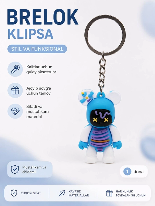 Брелок силиконовый "Крутые мишки", 5 см