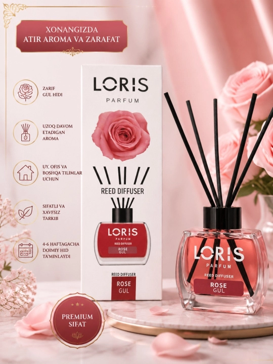 Uy uchun Loris Parfum aromadiffuzori, 120 ml, tetiklashtiruvchi asvijitil - 
