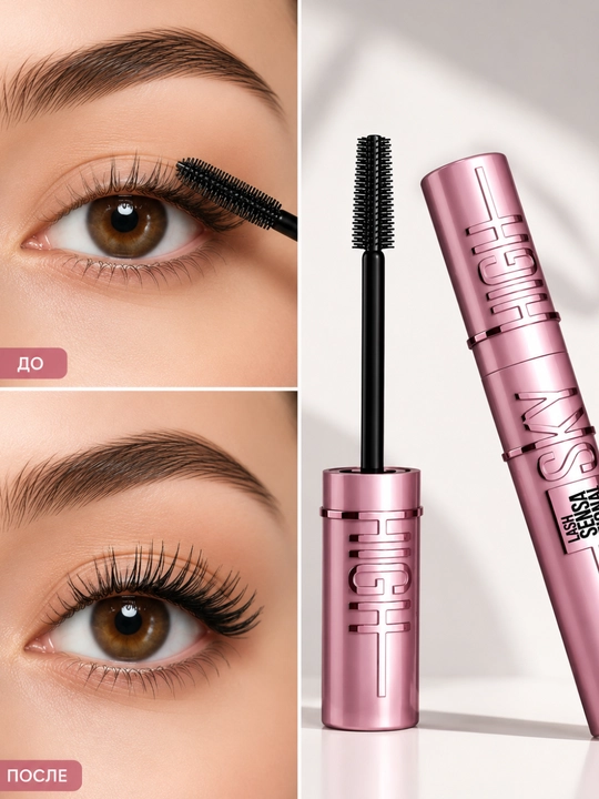 Lash Sensational Sky High kiprik uchun tush, hajm, uzunlik, bukilish, silikon cho’tka