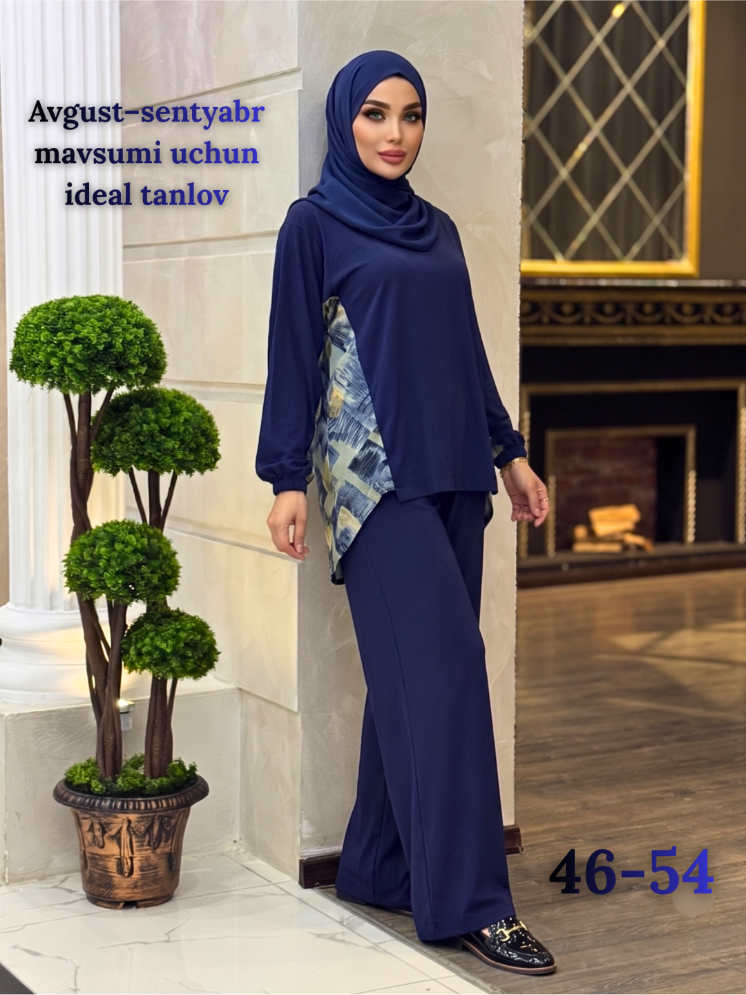 NORA 3 Ayollar kostyumi, dvoyka, keng bichim, keng shim - 