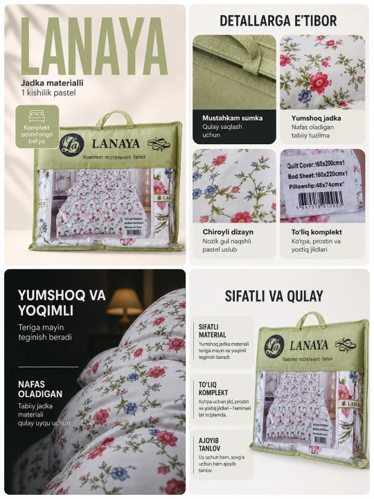 Yotoq choyshaplar toʻplami, bir va ikki kishilik, sifatli, yumshoq va qulay! - 