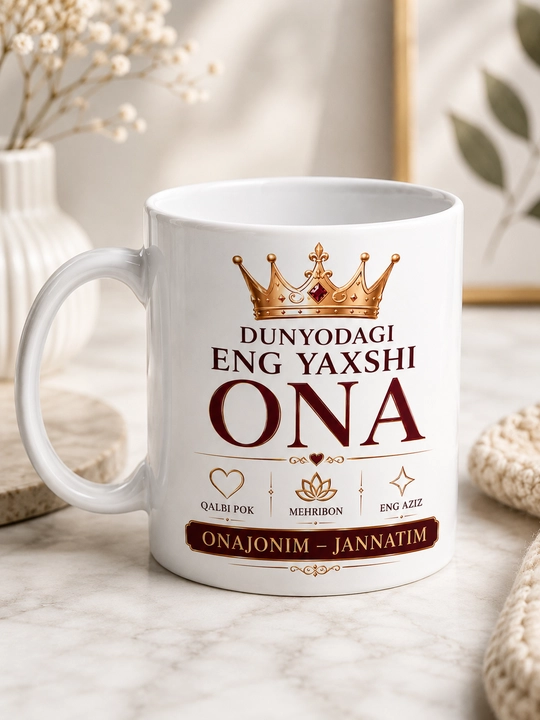 Onangiz uchun sovg‘a krujka Giftory Ona, yozuvli, 330  ml