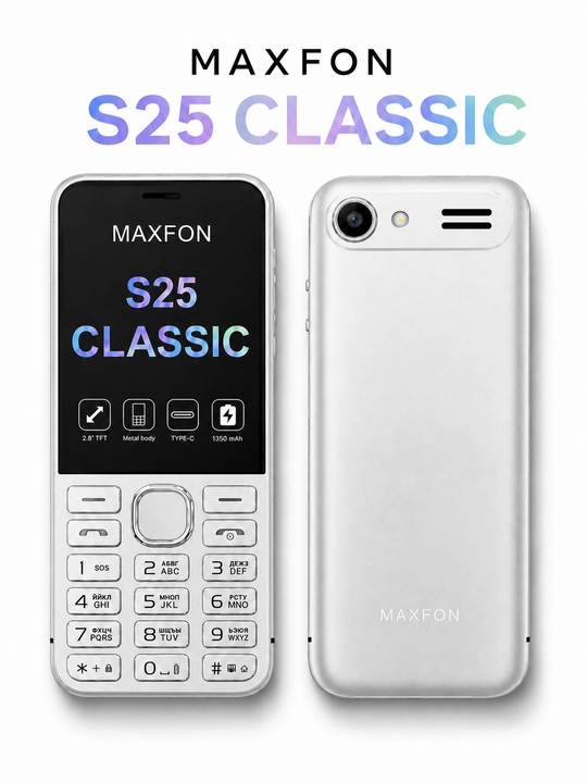 Maxfon S25 Classic tugmali telefon, 2 ta SIM-karta, baland ovoz, premium sifat - 