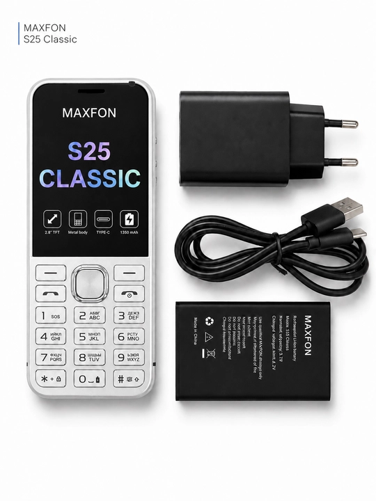 Maxfon S25 Classic tugmali telefon, 2 ta SIM-karta, baland ovoz, premium sifat