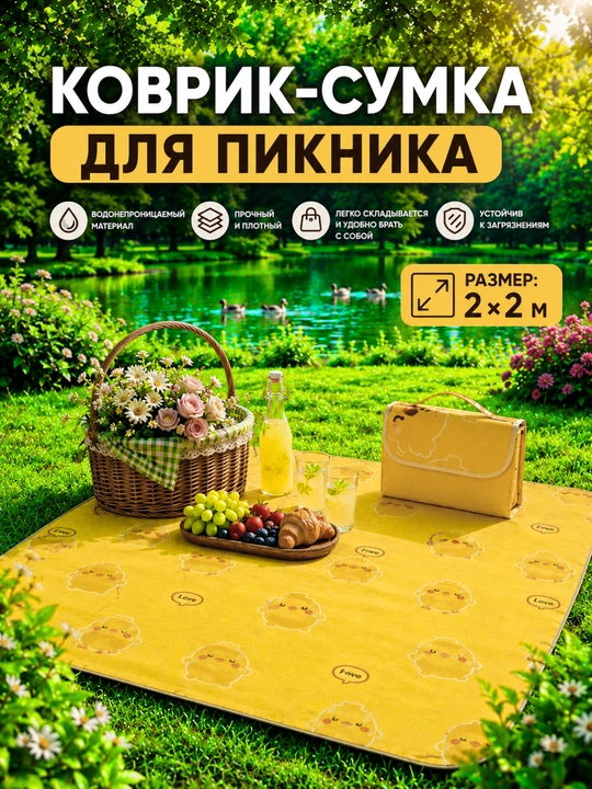 Plyaj, lager va ochiq havoda dam olish uchun piknik gilamchasi sumkasi - 