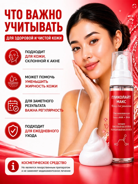 Пенка для умывания ГЛИКОЛАЙТ МАКС, 200 мл