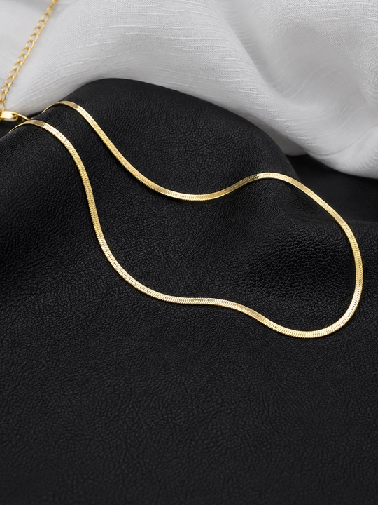 SILVERME 925 proba sterling kumush Snake Chain Zanjir, 18K oltin qoplamali, 41+6 sm - 