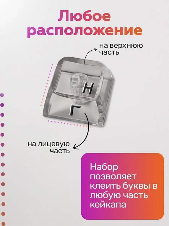 Наклейки на клавиатуру переводные русские буквы, прозрачные, 11х13 мм