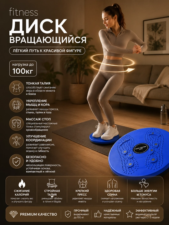 Фитнес диск вращающийся для похудения, балансировочный