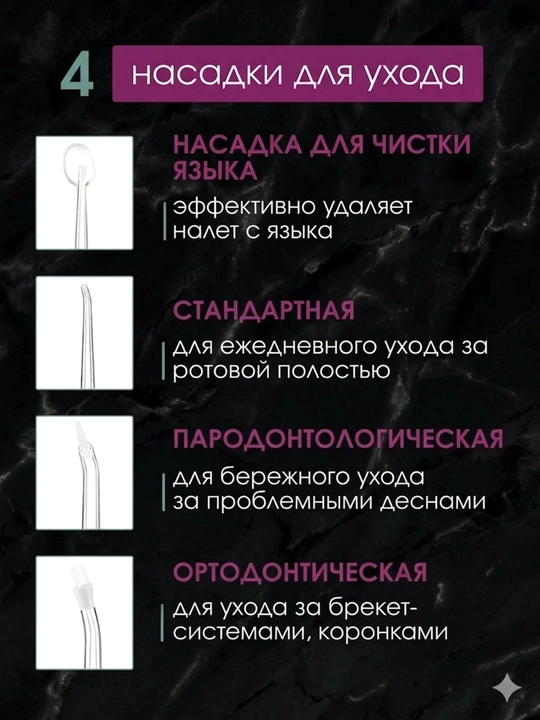 Ирригатор для полости рта Oral Irrigator с USB, 3 режима, 4 насадки