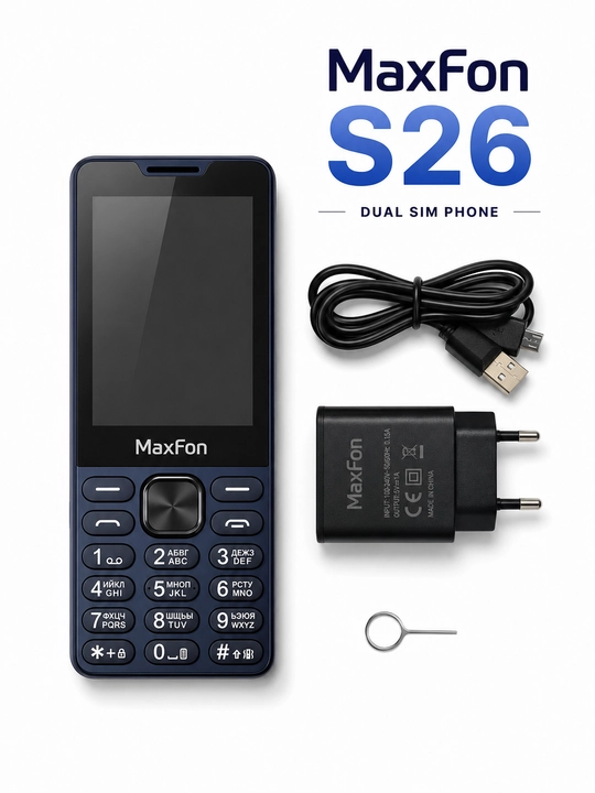 Кнопочный телефон MaxFon S26, 2 SIM-карты, Type-C, батарея 1300 мАч, большой экран