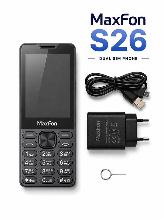 MaxFon S26 tugmali telefoni, 2 ta SIM-karta, Type-C zaryadlash, 1300 mAh, katta ekran