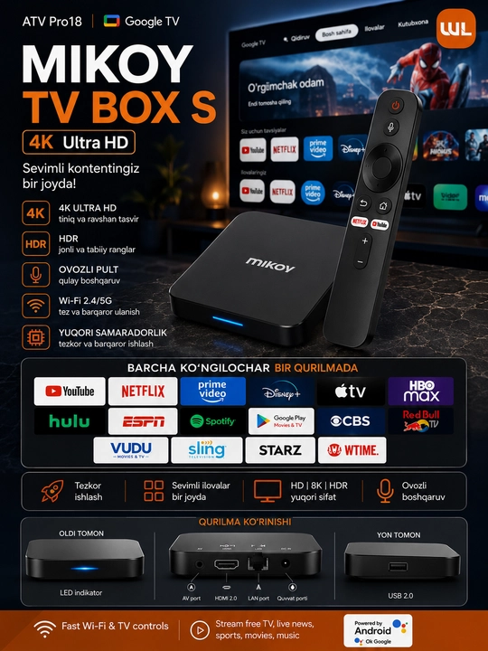 TV Box S (2-го поколения) / Xiaomi TV Stick — Смарт ТВ медиаплеер с поддержкой 4K Ultra HD - 