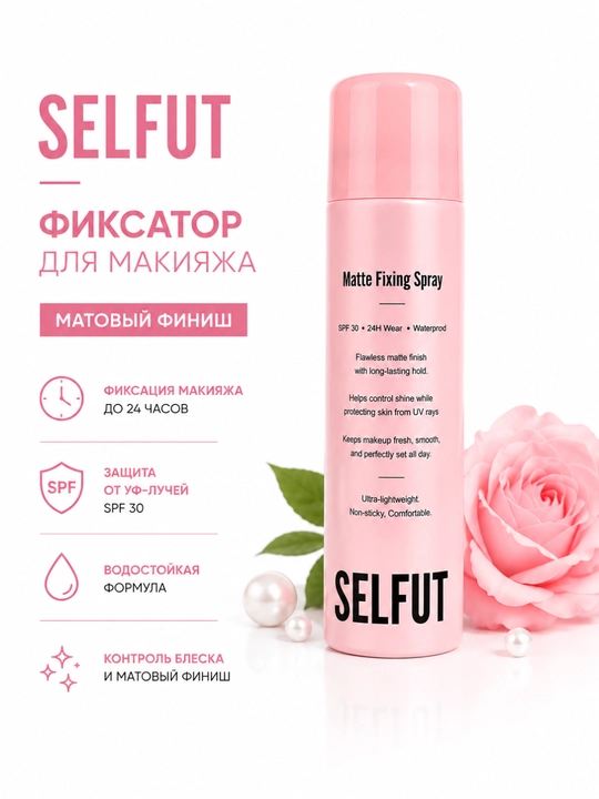SELFUT Matte Fixing Spray SPF30 фиксатор макияжа, 100 мл