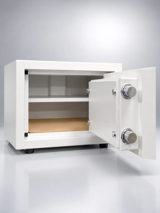 Metall seyf o‘tga chidamli, elektron kod va kalitli qulf, uy va ofis uchun 35×45×40 sm