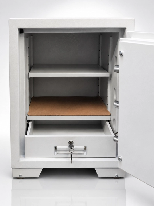 Seyf metall o‘tga chidamli betonli, elektron kod va kalitli, uy va ofis uchun 68×50×47 sm