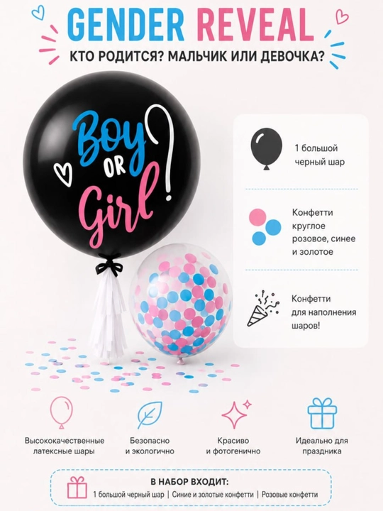 Gender Reveal Boy or Girl для определения пола ребенка набор шаров с конфетти гендер пати