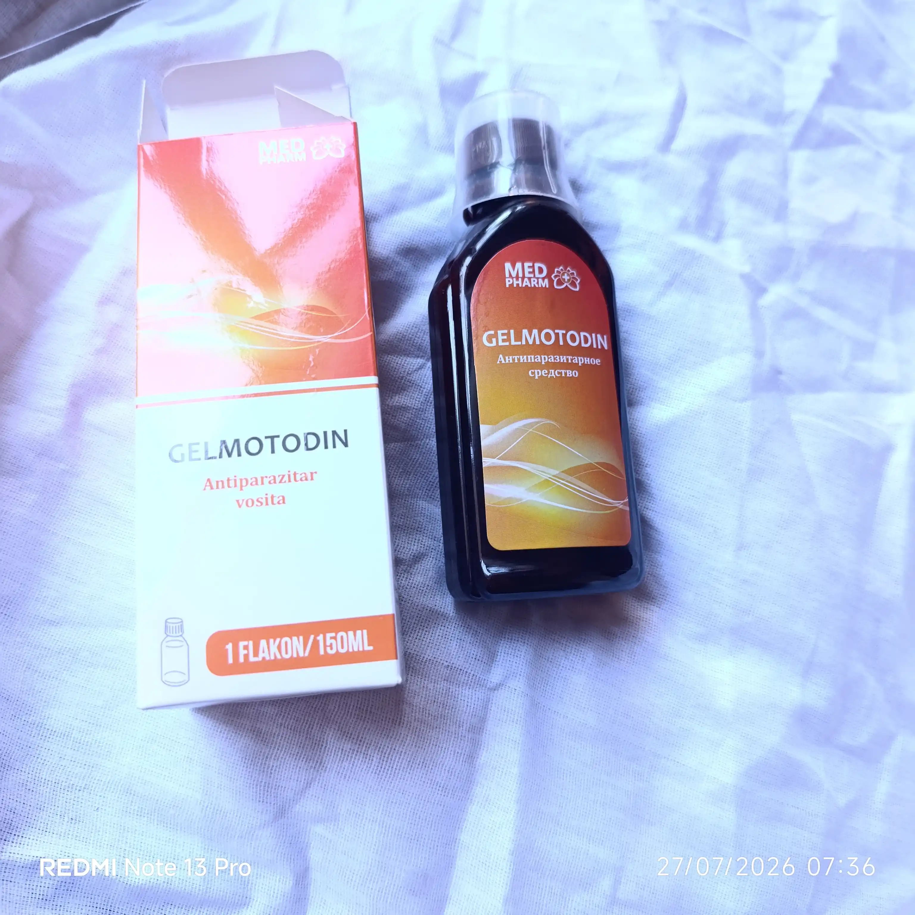 Gelmotodin — parazitlar va gijjalardan himoya qiluvchi tabiiy sirop, 150 ml