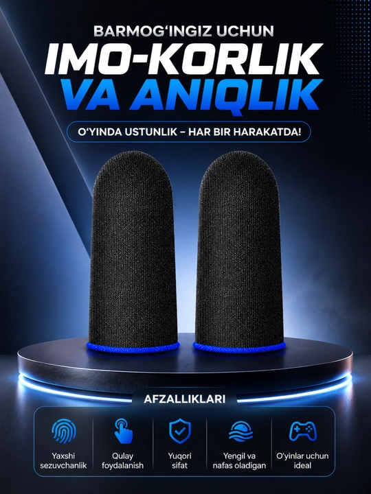 Mobil o'yin uchun sensor nakladkalar – pubg, free fire va cod uchun barmoq qopqoqlari - 
