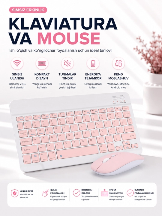 Беспроводной комплект клавиатуры и мыши 2.4GHz USB Wireless Keyboard & Mouse Combo - 
