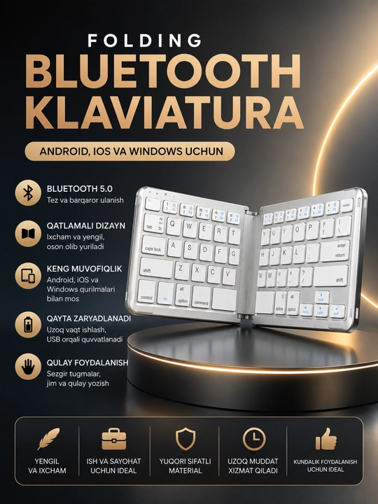B033 складная Bluetooth клавиатура с тачпадом для Windows, Android, iOS и Mac - 
