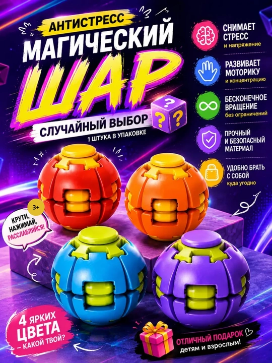 Фиджет 3Д шар антистресс спиннер - 