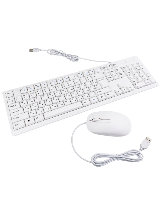 AiKUN KB2510 USB White simli klaviatura va sichqoncha to‘plami