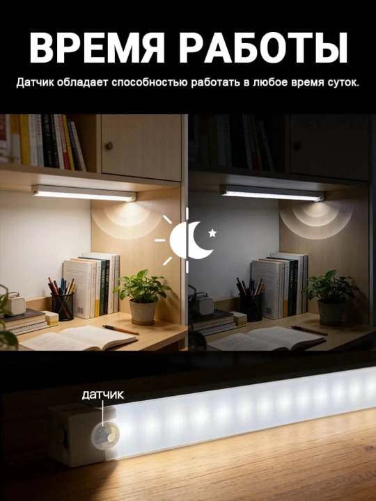 LED chiroq sensorli, 3 rejimli, USB zaryadli, simsiz tungi chiroq