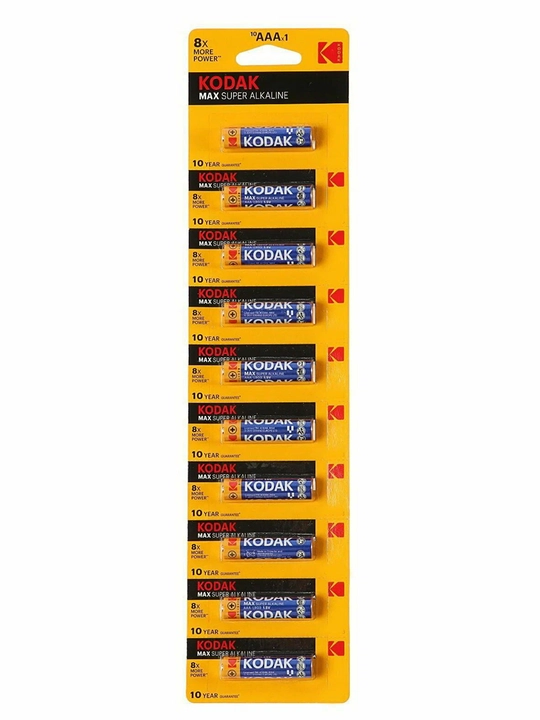 KODAK Alkaline batareyalari, AAA/AA, 1.5 V, uziladigan blister, 10 dona - 