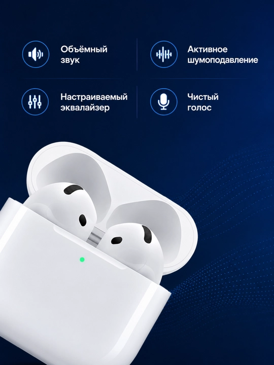 Pods Pro 2 и Pro 4 – беспроводные Bluetooth наушники, с микрофоном, Type-C белый