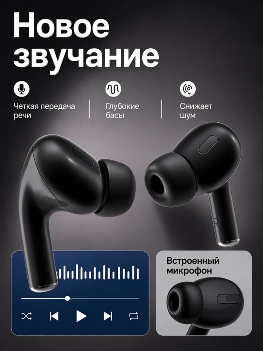 Pods Pro 2 и Pro 4 – беспроводные Bluetooth наушники, с микрофоном, Type-C белый