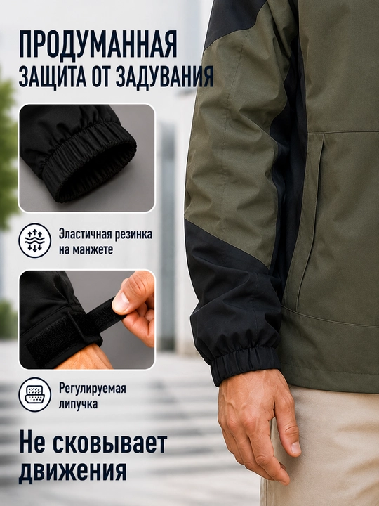 Erkaklar demimavsumiy kurtkasi, kapyushonli vetrovka, katta o‘lcham M–3XL