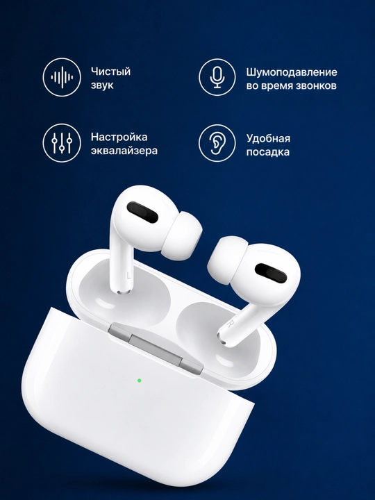 Pods Pro 2 и Pro 4 – беспроводные Bluetooth наушники, с микрофоном, Type-C белый
