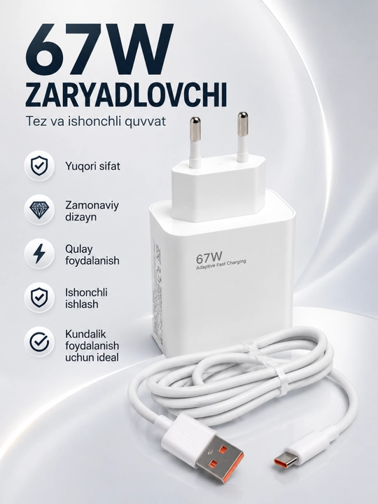 Быстрое зарядное устройство 33W / 67W / 120W с USB-C кабелем и адаптером - 
